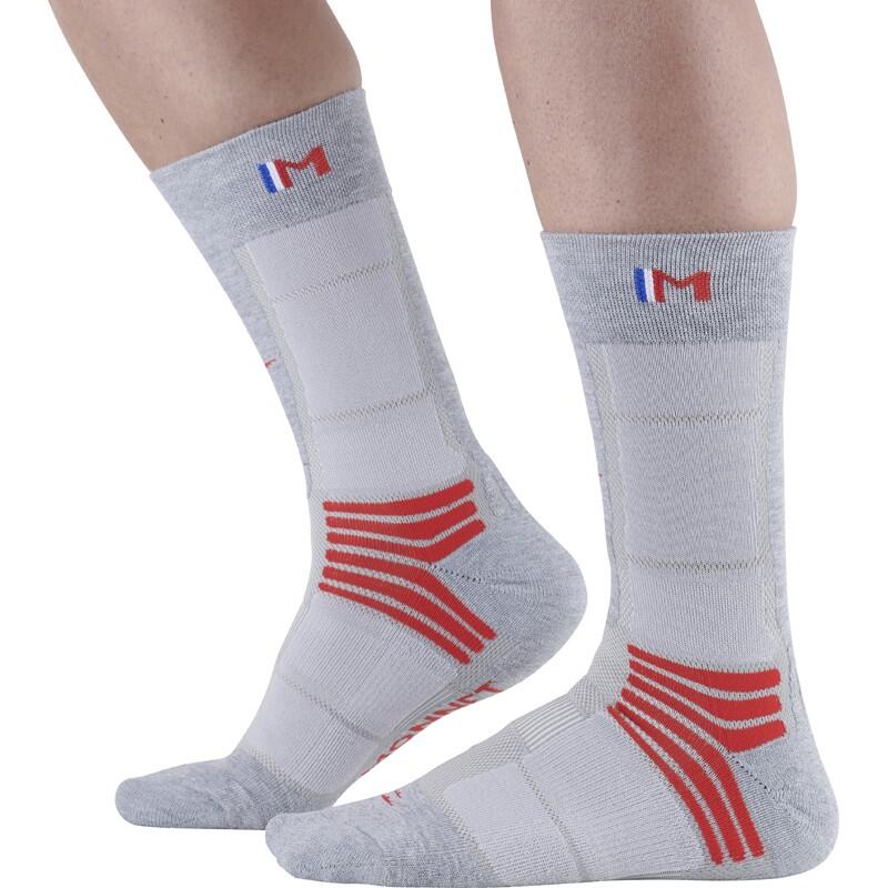 Monnet - Trek Air - Chaussettes De Randonnée Fines Et Ultra-respirantes. - Chaussettes - Gris|rouge - 43/46 - Decathlon