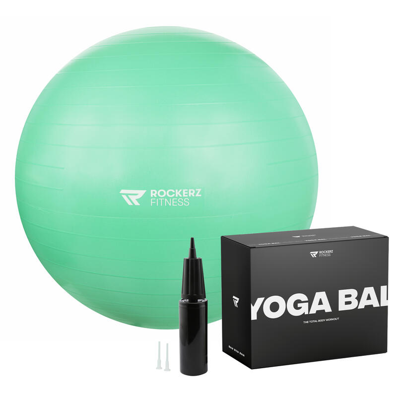 Palla da yoga con pompa - Palla da fitness - Verde menta - 75cm