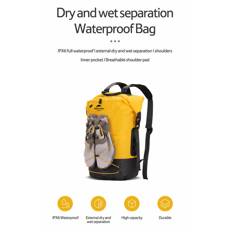 TB03 Wet & Dry Separation Waterproof Bag 40L - Yellow