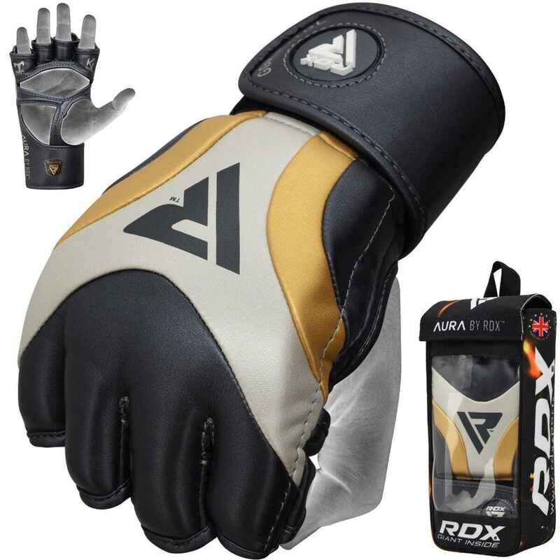 T17 Aura Grappling Handschuhe | MMA - Schwarz /Gold Media 1