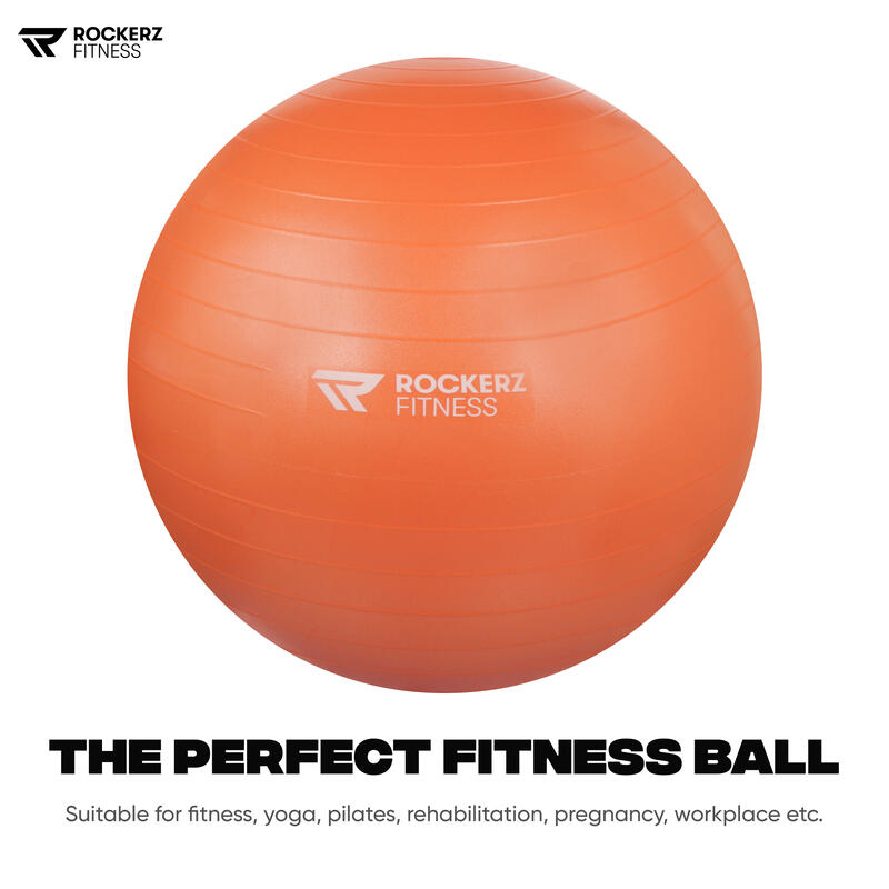 Ballon de yoga avec pompe - Ballon de Pilates - Ballon de fitness - 75cm Orange