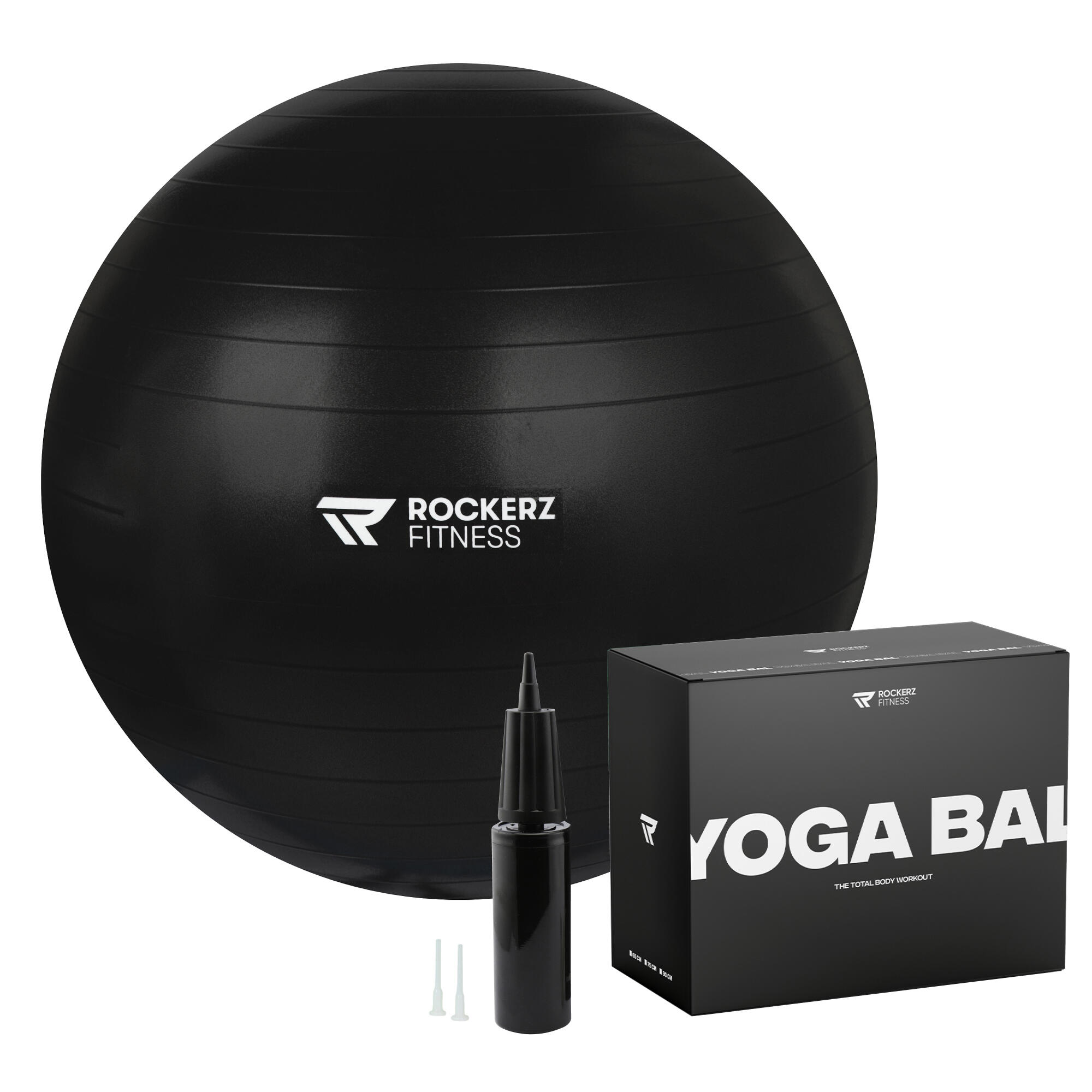 ROCKERZ FITNESS Palla da yoga con pompa - Palla da fitness - Nero - 65cm