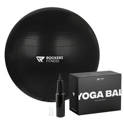 Ballon de yoga avec pompe - Ballon de Pilates - Ballon de fitness - 75cm - Noir