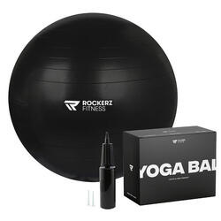 Pelota de yoga con bomba - Pelota de pilates - Pelota de fitness - 75 cm - Negro