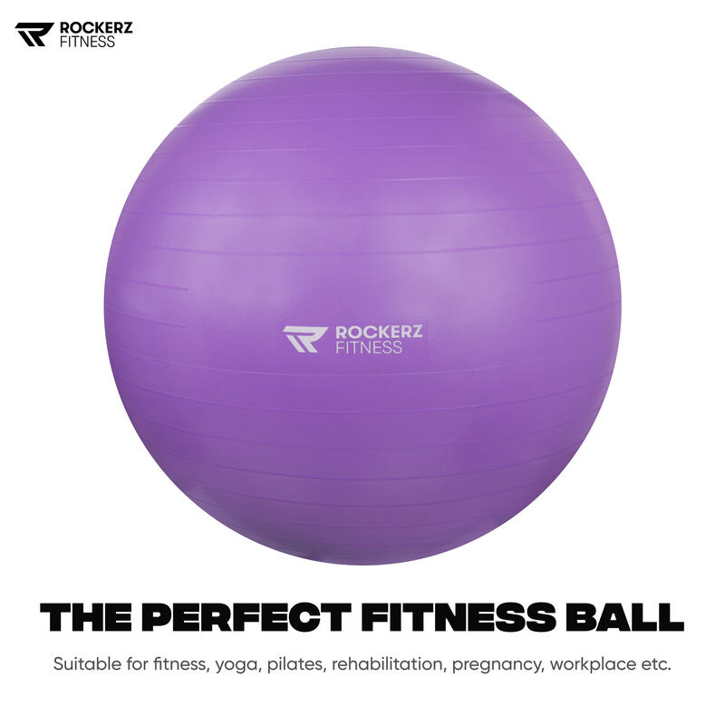 Bola de Pilates e Yoga com bomba roxo - 65cm