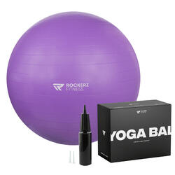 Ballon de yoga avec pompe - Ballon de Pilates - Ballon de fitness - 65cm- Violet