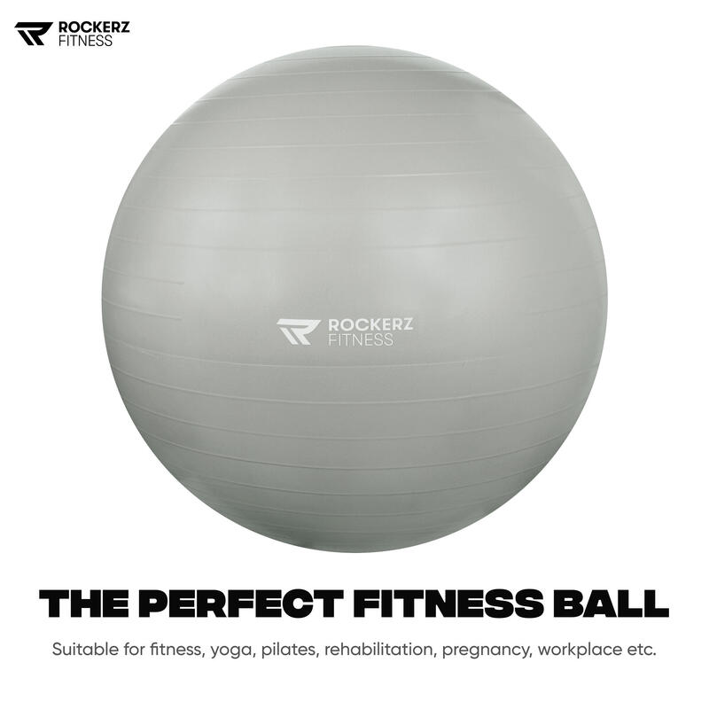 Palla da yoga con pompa - Palla da fitness - Grigio - 65cm