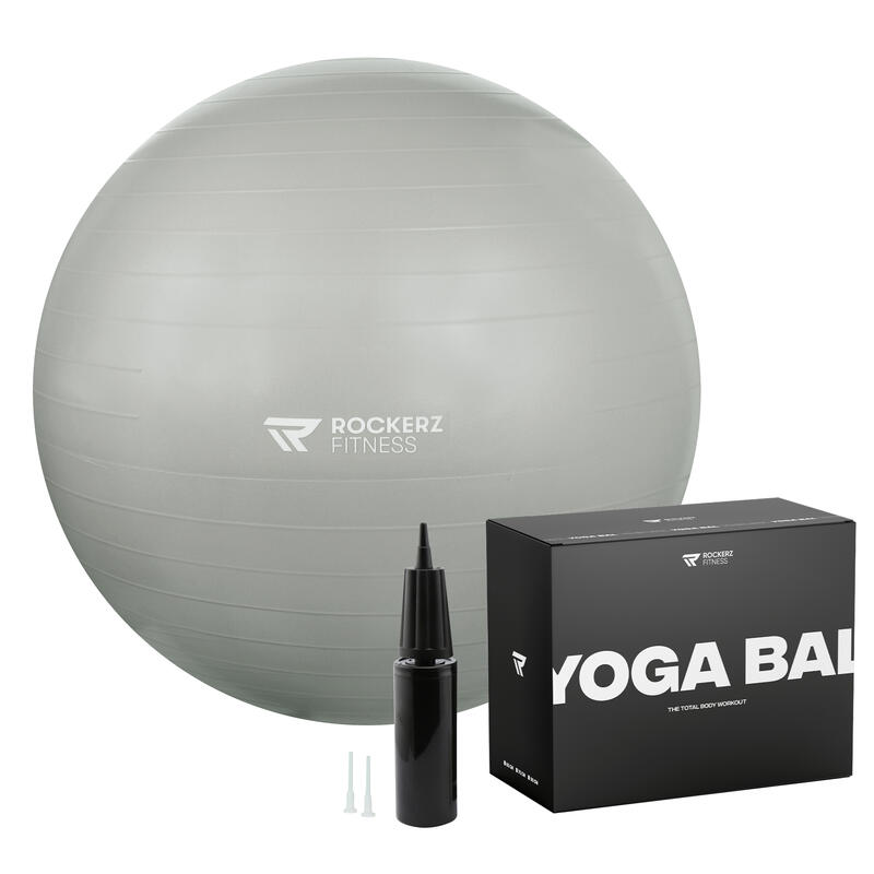 Fitnessbal - Yoga bal - Gymbal - Zitbal - 75 cm - Kleur: Grijs