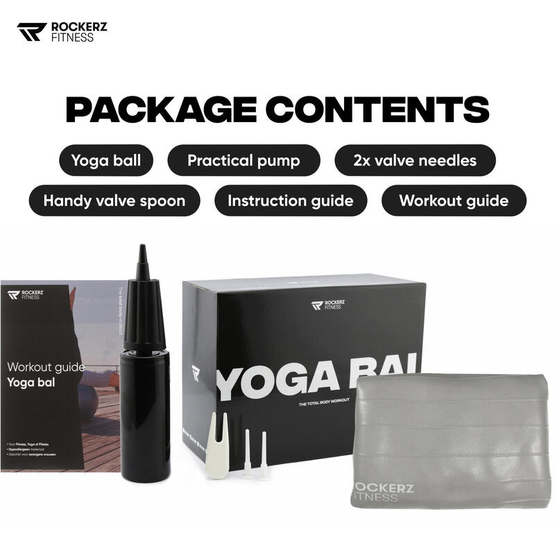 Bola de Pilates e Yoga com bomba cinzento - 75cm