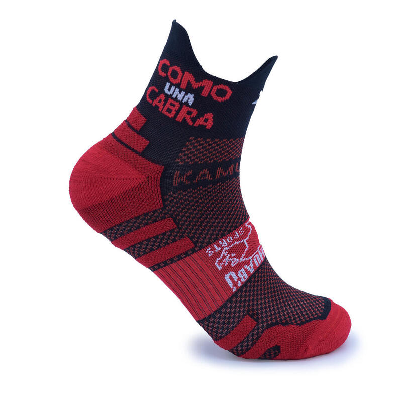 CHAUSSETTES RUNNING CHEVILLE #COMOUNACABRA mixte KAMUABU rouge/noir