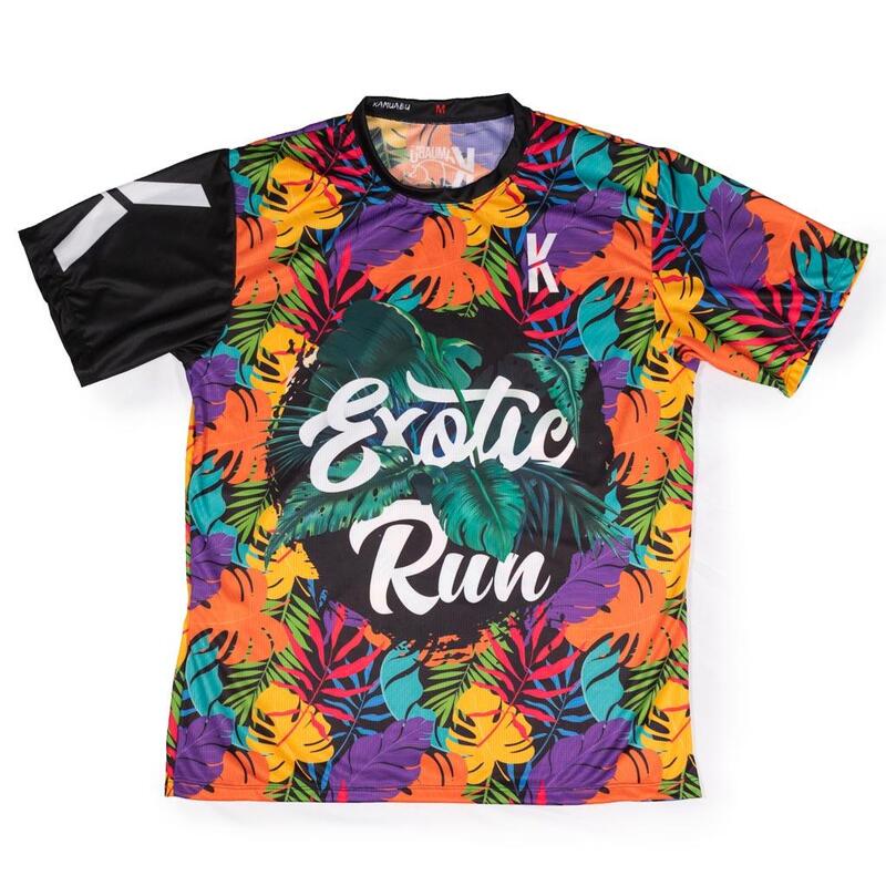 CAMISETA DE RUNNING #EXOTICRUN para HOMBRE - KAMUABU multicolor 90grs