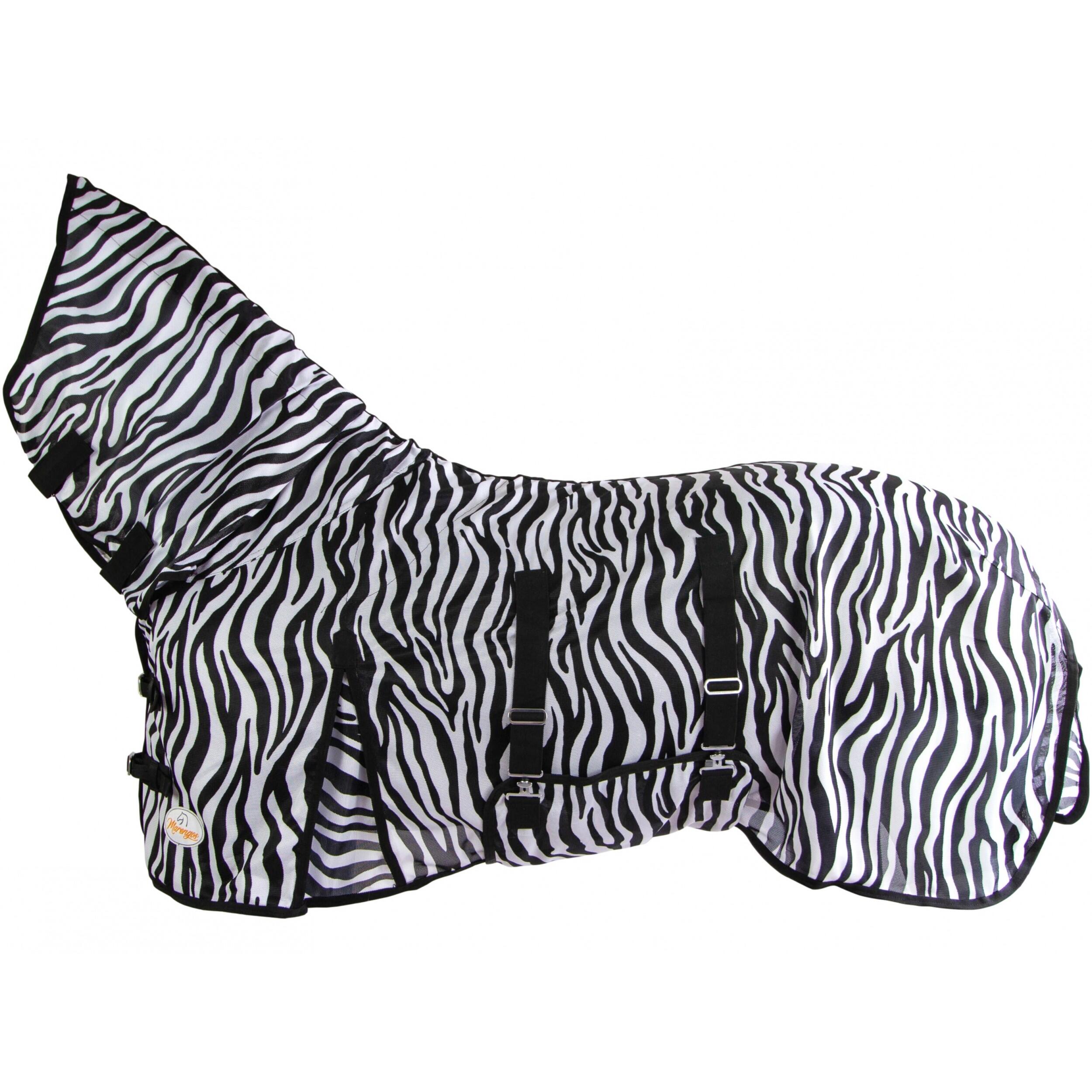 MARENGOS Fliegendecke mit Halsteil und Bauchlatz reißfest ZEBRA
