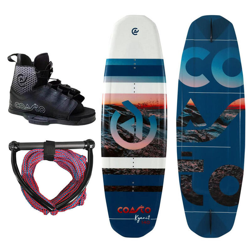 Kit de Wakeboard - Planche Coasto Kyanit + fixations de wakeboard + ligne