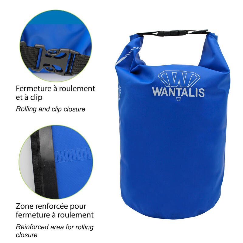 Waterdichte zak - PVC 500D - 15L - Cyaanblauw