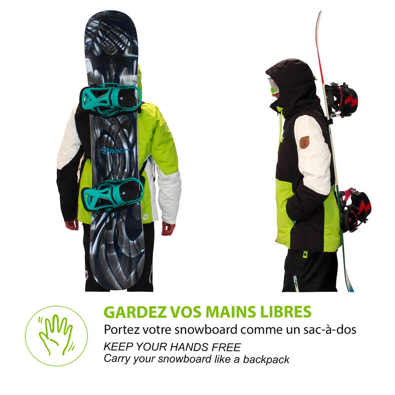 Système mains libres pour porter son surf/snowboard dans le dos Wantalis surfbac