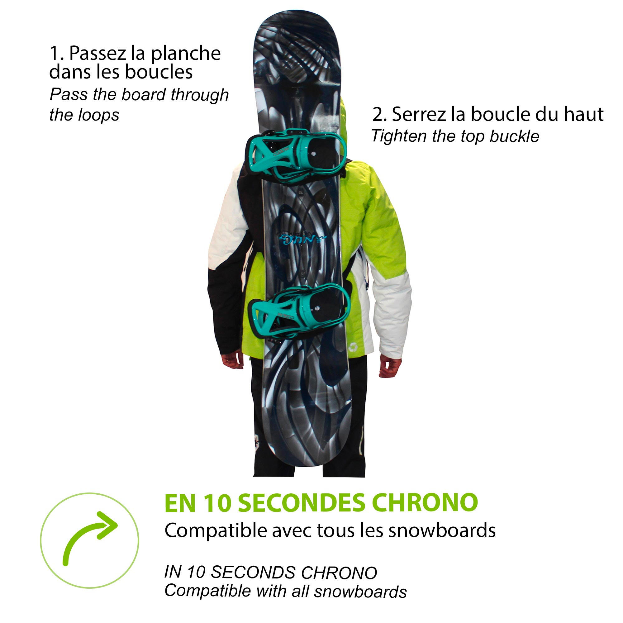 Handsfree systeem om je surf/snowboard op je rug te dragen Wantalis surfback 5/5