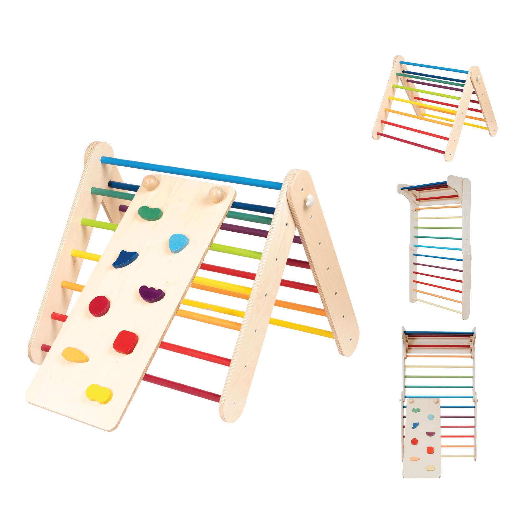 LEG&GO Triángulo de escalada - Muro de escalada 2en1 Montessori, Arco Iris