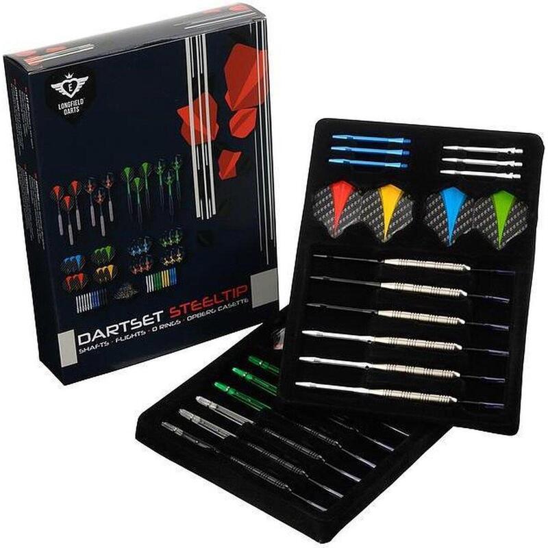 Coffret de 12 fléchettes pointe acier en laiton avec aspect tungstène. 23 gr