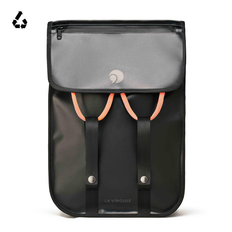 MOCHILA GRAVELOT RECICLADA NEGRA Y NARANJA - 18L