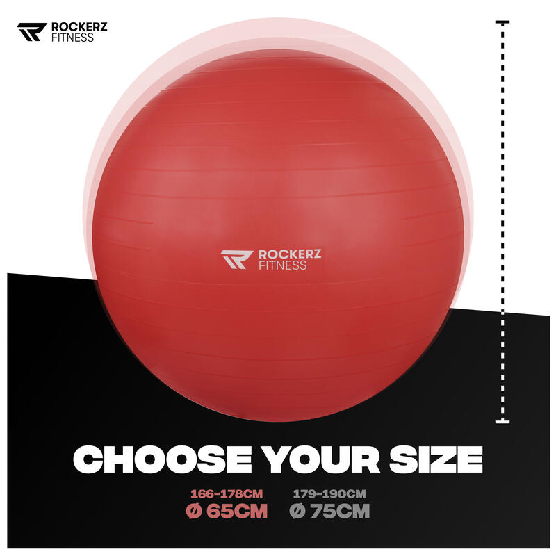 bola de yoga com bomba - bola de Pilates - bola de fitness - Rosso - 65cm