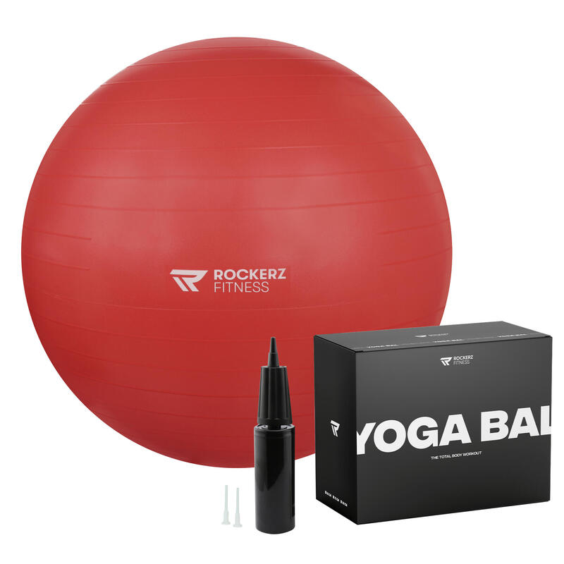 bola de yoga com bomba - bola de Pilates - bola de fitness - Vermelho - 75cm