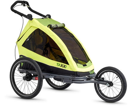Remorque vélo TAXXI Elite One Lime 3-en-1 pliable, suspension 3 niveaux