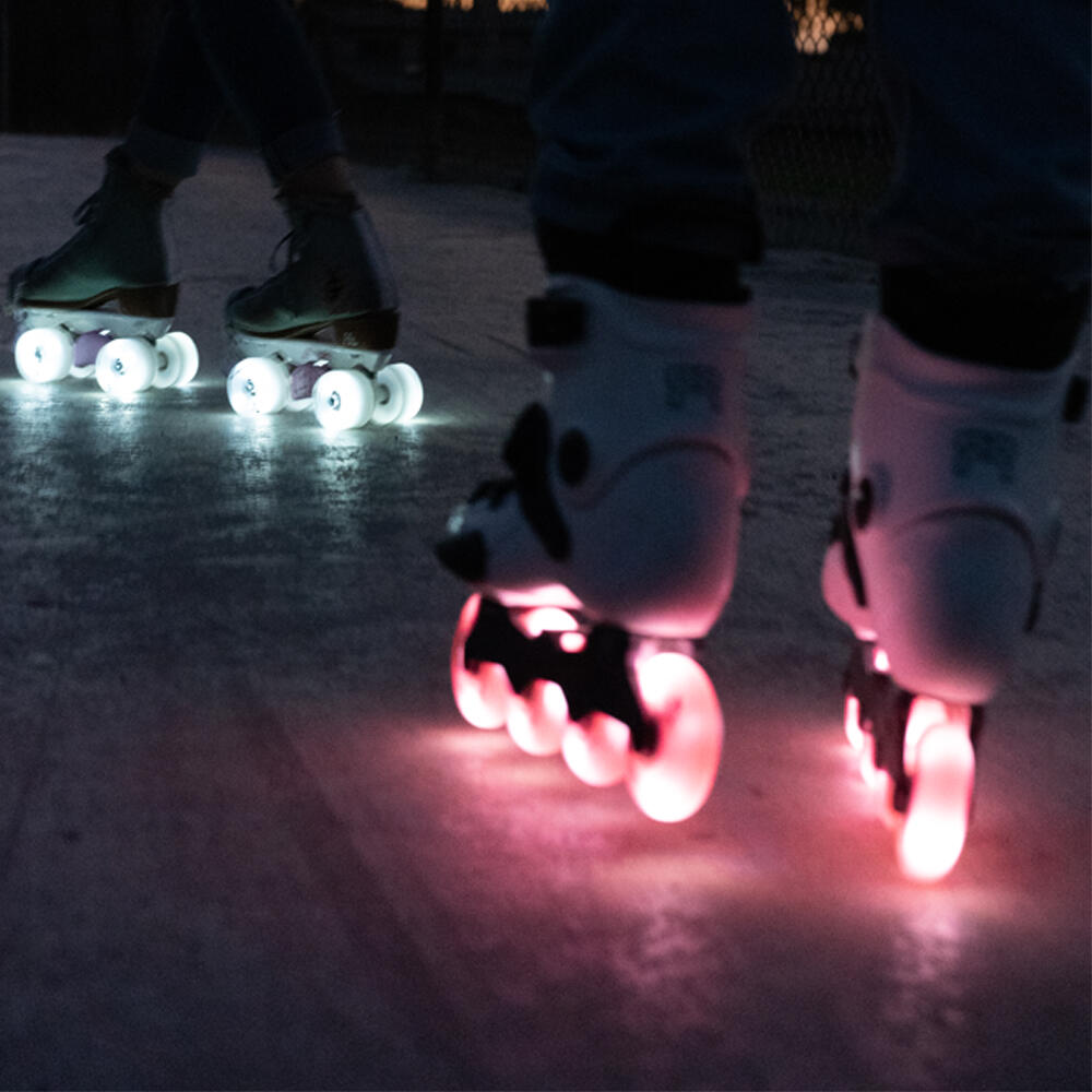 LUMINOUS LED LIGHT UP INLINE SKATE WHEELS CORAL GLOW 80 MM – SET OF 4 3/5