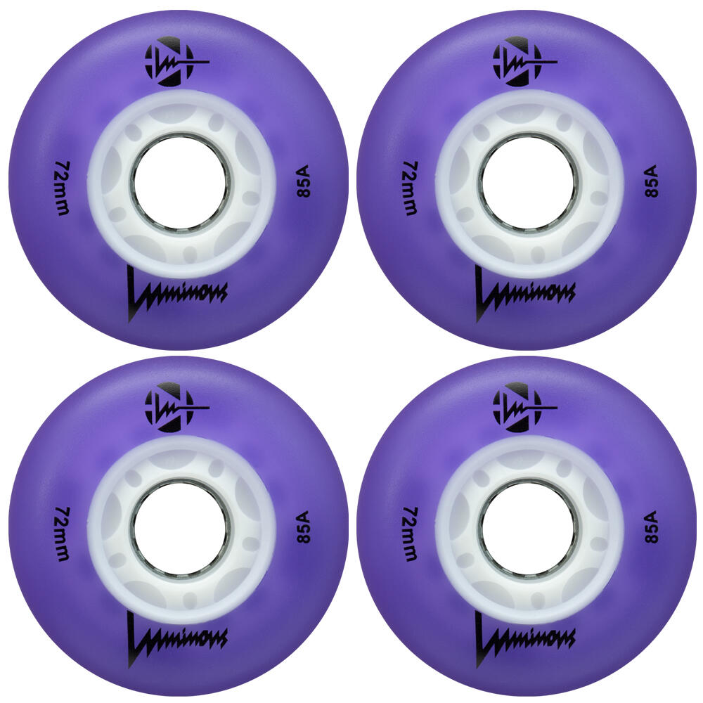 LUMINOUS LUMINOUS LED LIGHT UP INLINE SKATE WHEELS PURPLE 72 MM – SET OF 4