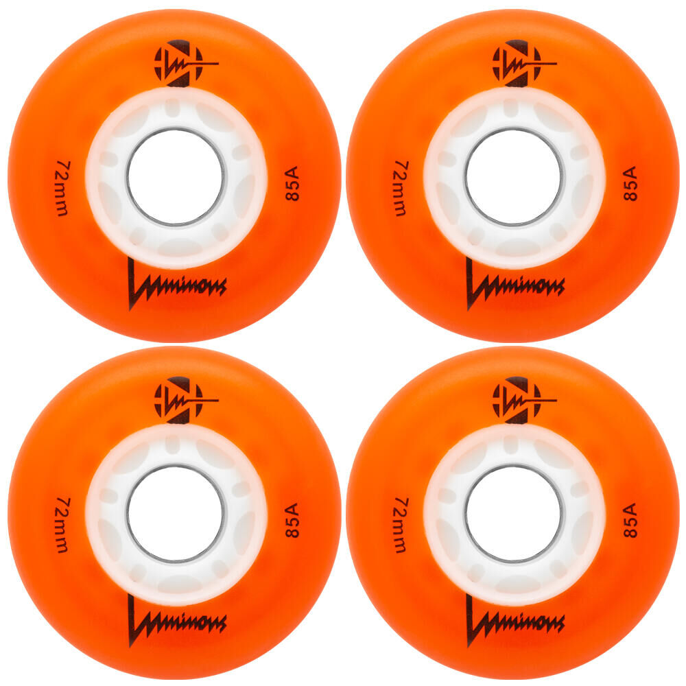 LUMINOUS LUMINOUS LED LIGHT UP INLINE SKATE WHEELS ORANGE 72 MM – SET OF 4