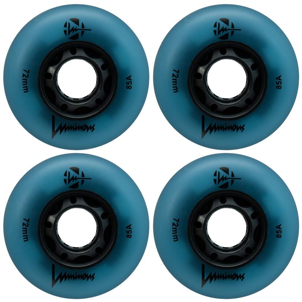 LUMINOUS LED LIGHT UP INLINE SKATE WHEELS BLUE GLOW 72 MM – SET OF 4 1/5