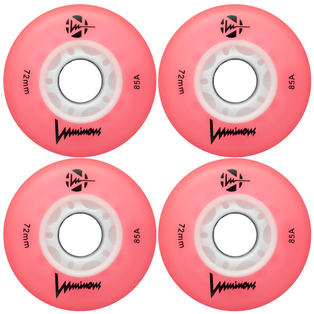 LUMINOUS LUMINOUS LED LIGHT UP INLINE SKATE WHEELS PINK 72 MM – SET OF 4