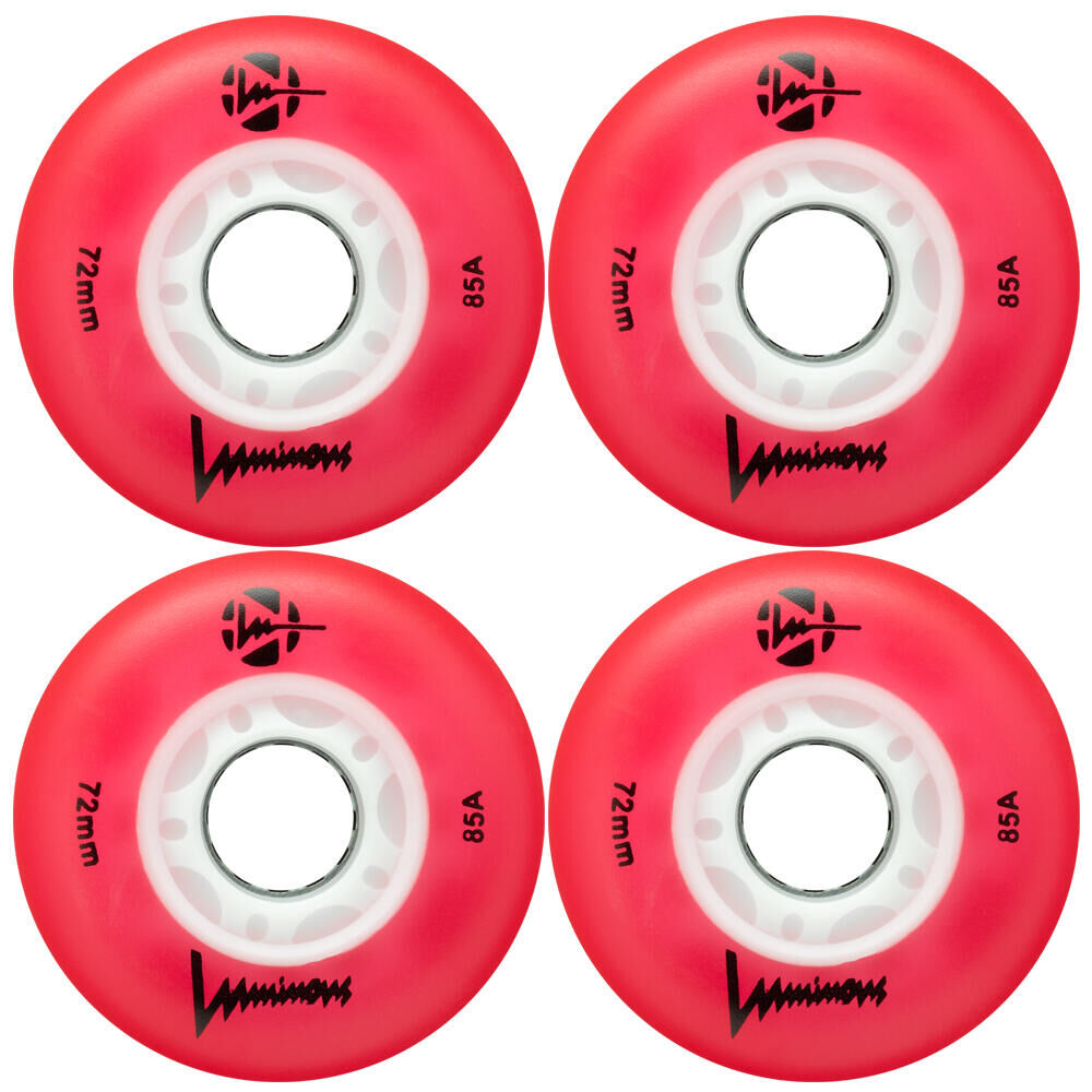 LUMINOUS LUMINOUS LED LIGHT UP INLINE SKATE WHEELS RED 72 MM – SET OF 4