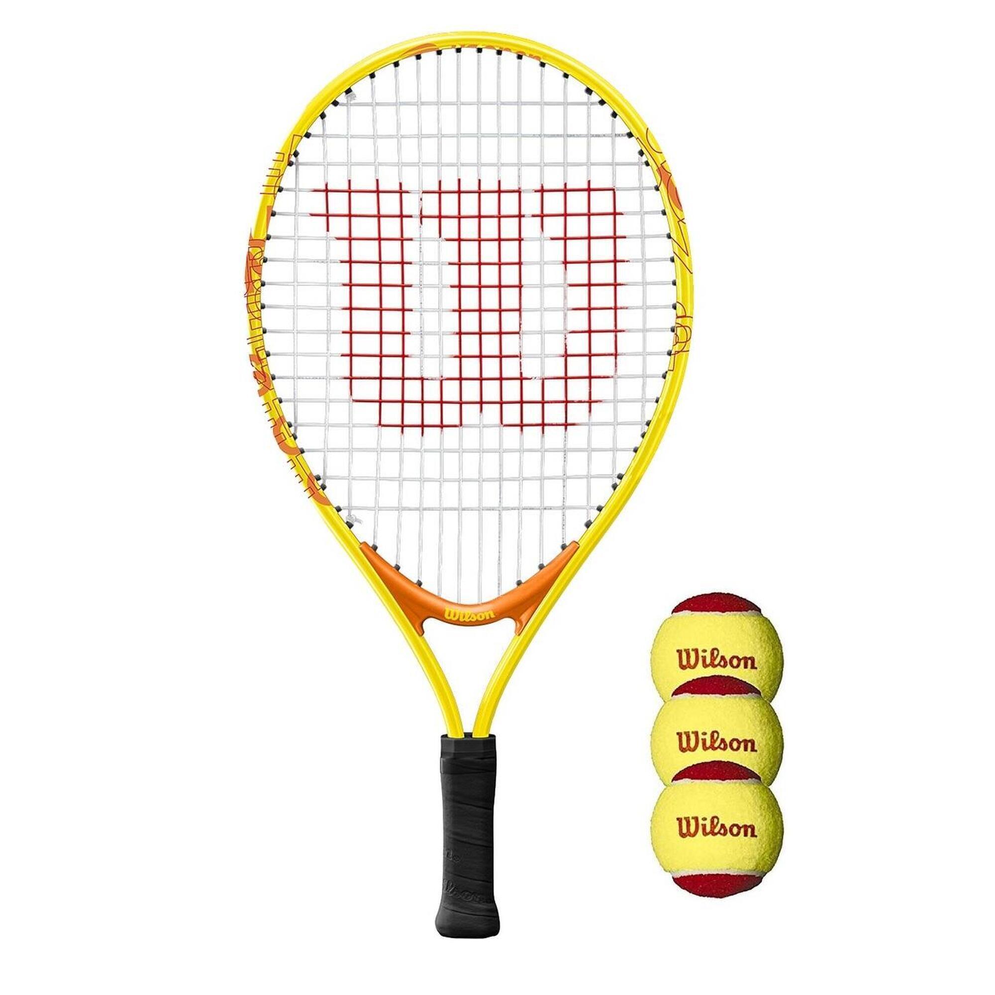 WILSON Wilson US Open 19" Junior Tennis Racket + 3 Beginner Tennis Balls