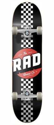 RAD Checker Stripe Skateboard Completo - 8" - Nero