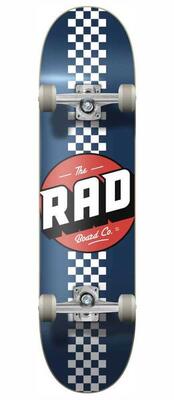 RAD Checker Stripe Skateboard Completo - 8" - Nero