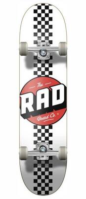RAD Checker Stripe Skateboard Completo - 8" - Nero