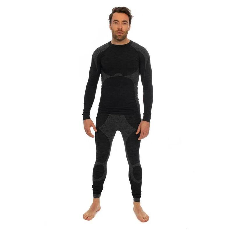 Heatkeeper thermo heren broek/shirt set zwart