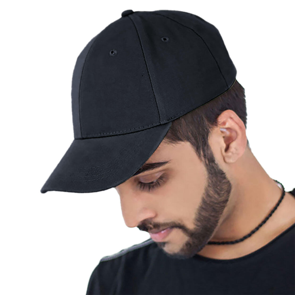 Liberty Six Buckle Brushed Cotton 6 Panel Cap (Black) 3/3