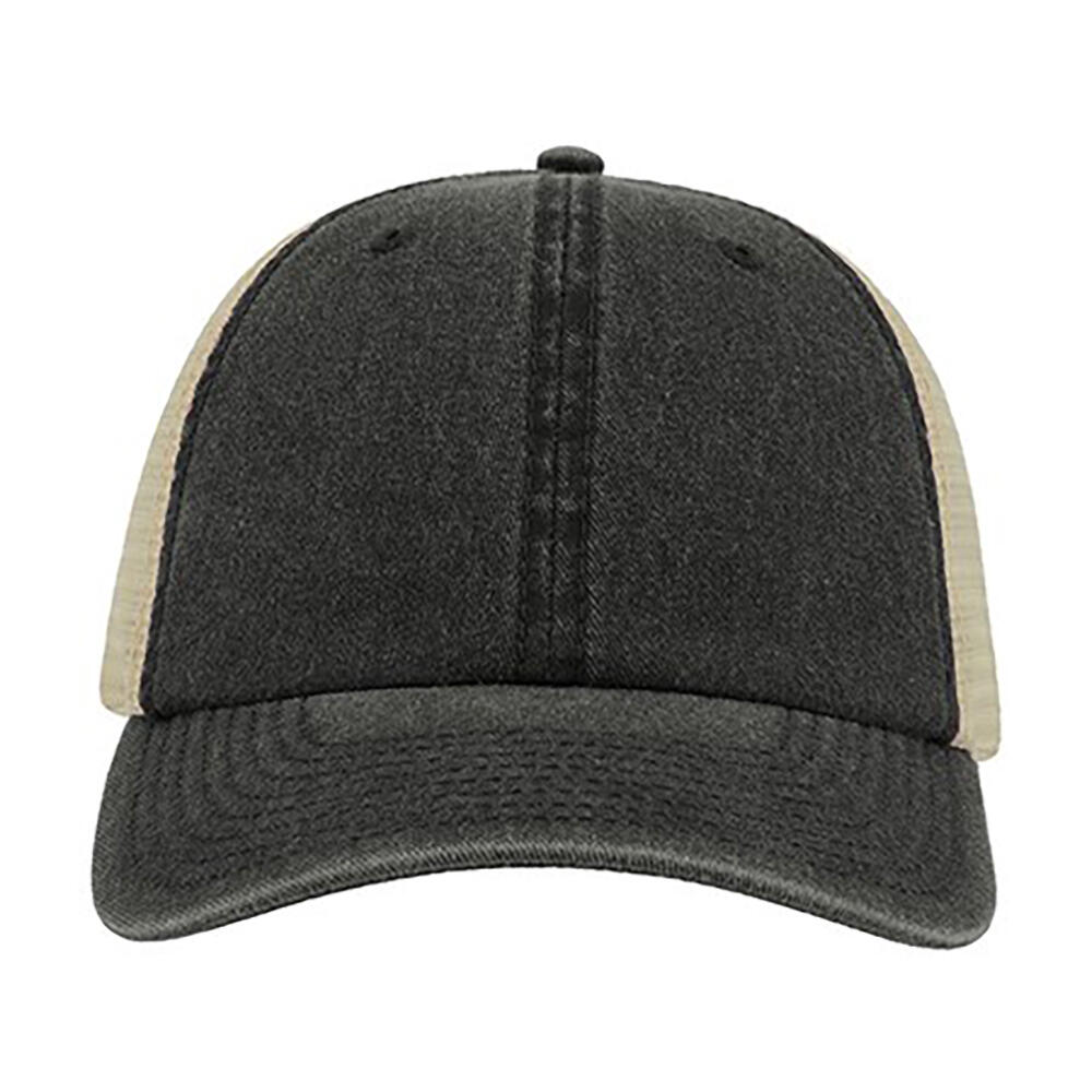 Unisex Case Pigment Dyed 6 Panel Trucker Cap (Black) 4/4