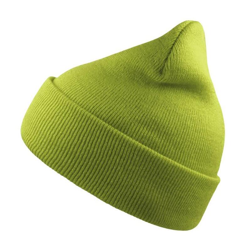 Wind Double Skin Beanie With Turn Up (Lime)