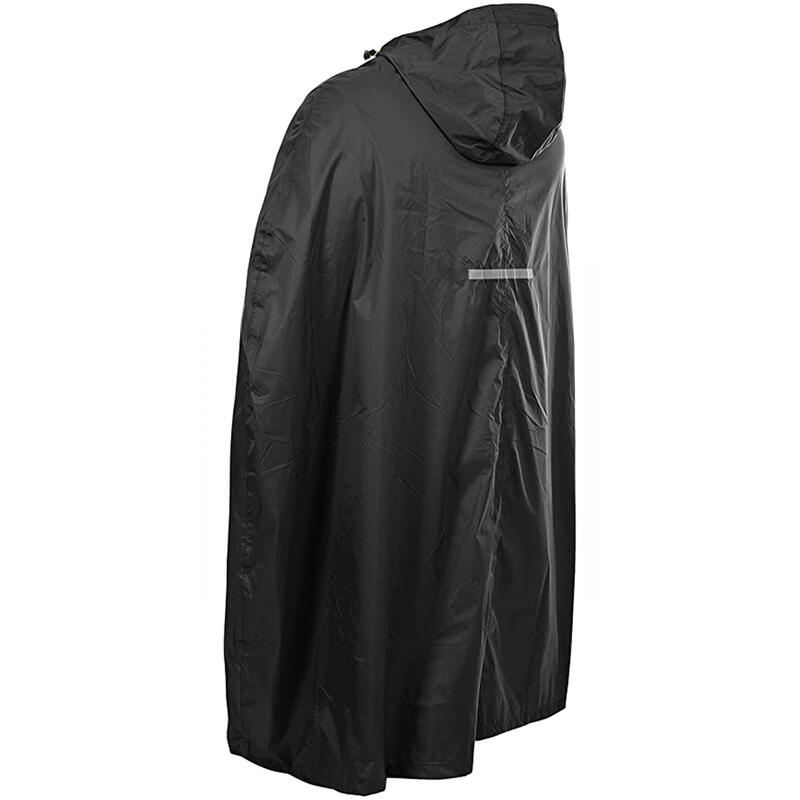 Qikpac Unisex Regen Poncho mit Kapuze Damen und Herren Schwarz