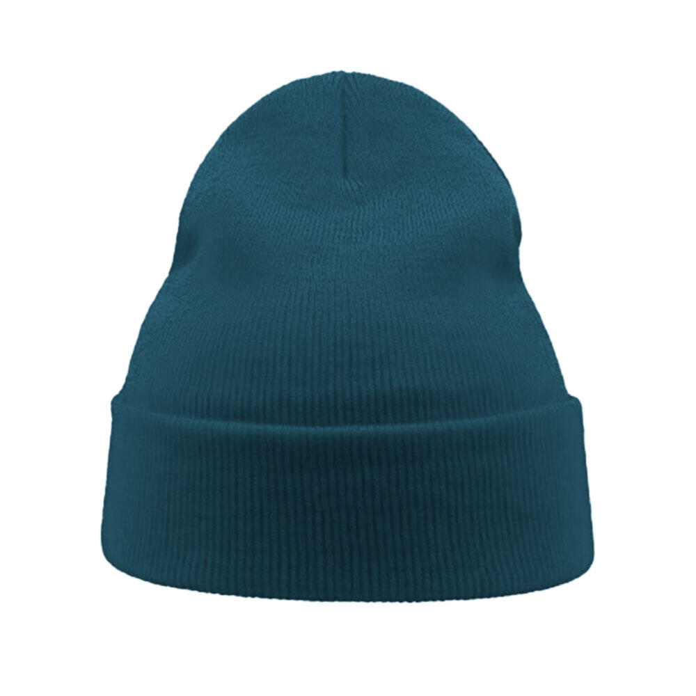 Atlantis Wind Double Skin Beanie With Turn Up - One Size Fits All, Turquoise, 100% Acrylic - View #8