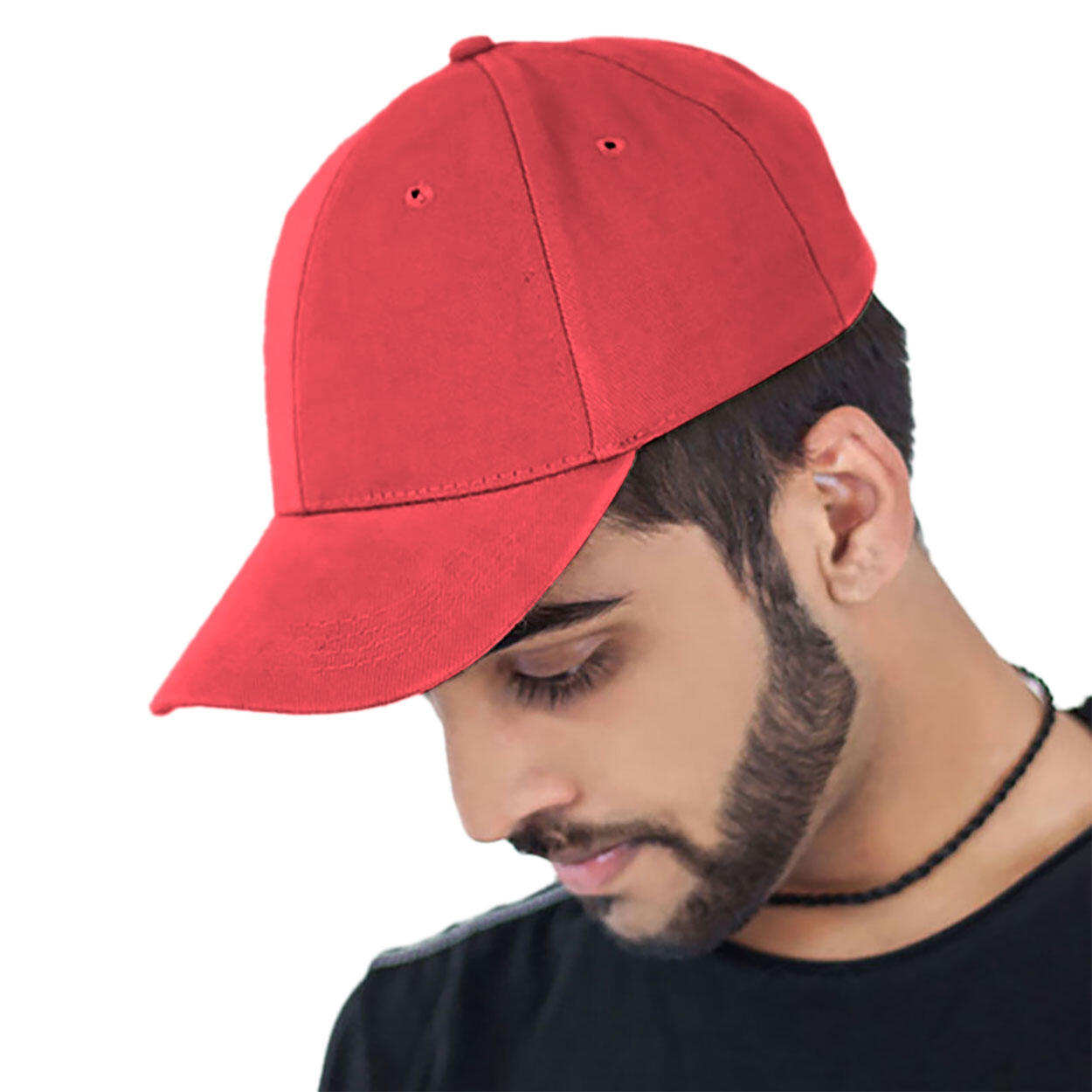 Liberty Six Buckle Brushed Cotton 6 Panel Cap (Red) 3/3