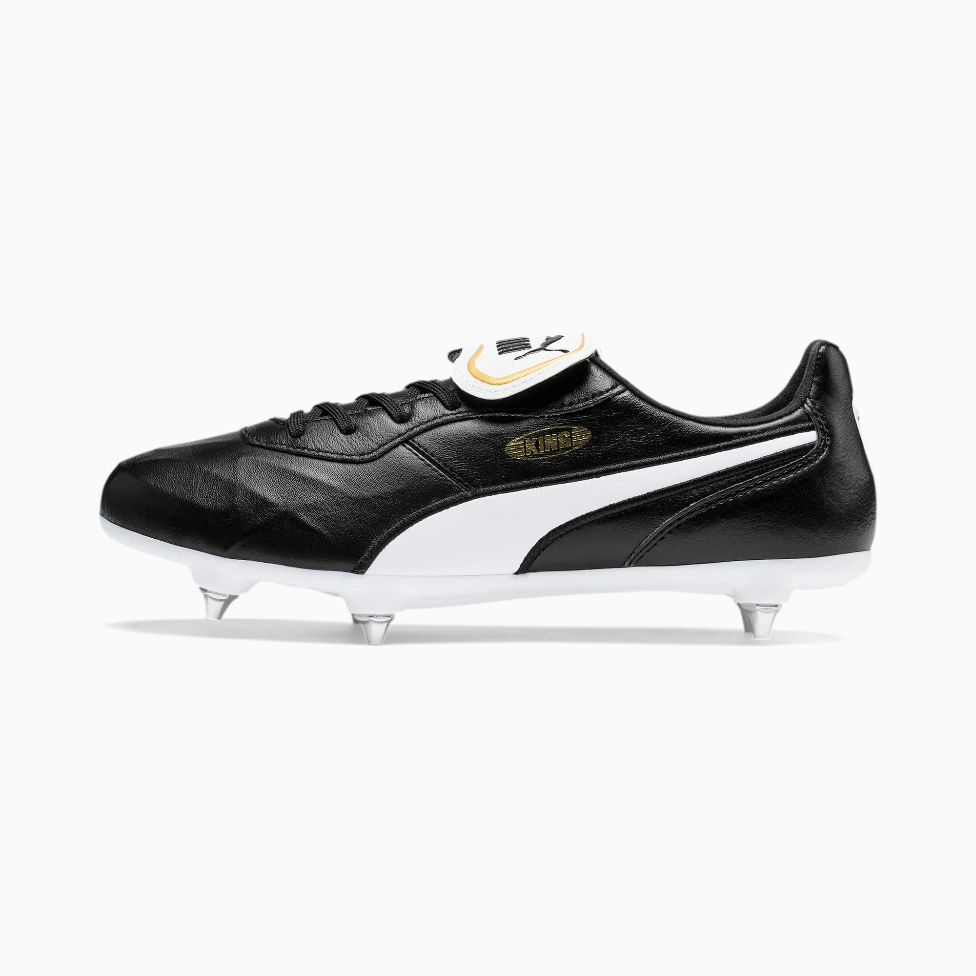 Mens King Top Leather Football Boots Black White PUMA Decathlon