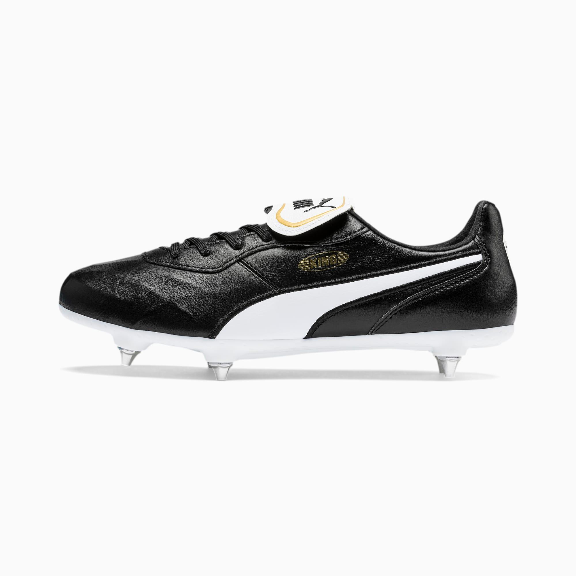 Mens King Top Leather Football Boots (Black/White) 3/4