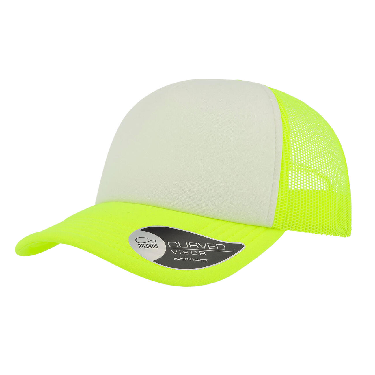 Set of 2 Adult RAPPER caps (Fluorescent yellow / white)