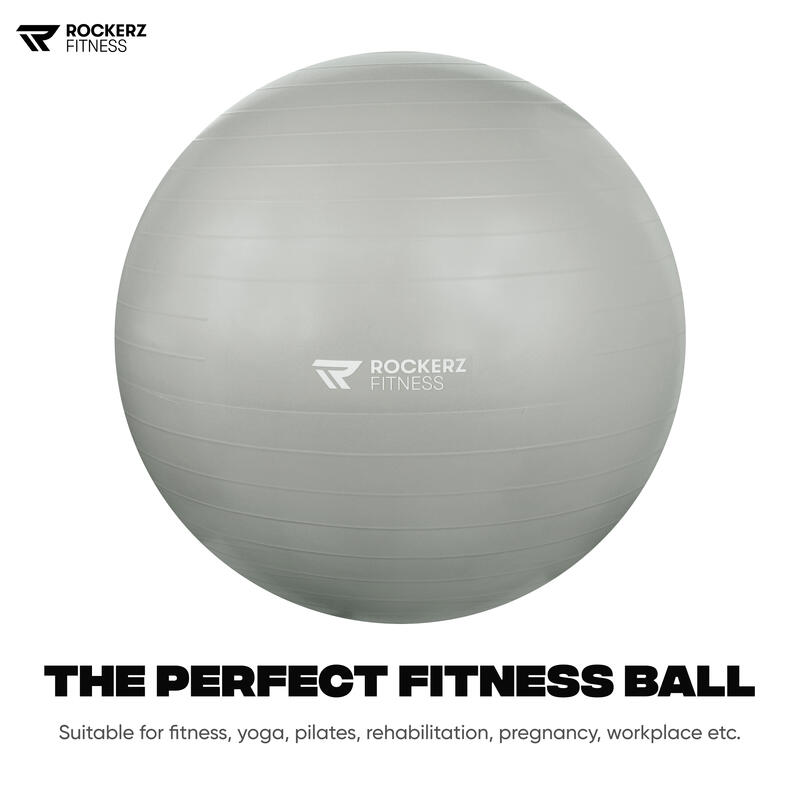 Fitness bal - Yoga bal - Gymbal - Zitbal - 90 cm - Kleur: Grijs