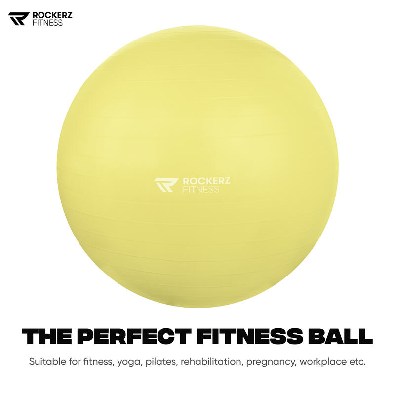 Ballon de fitness - Ballon de yoga - Ballon de gym - 65 cm - Jaune
