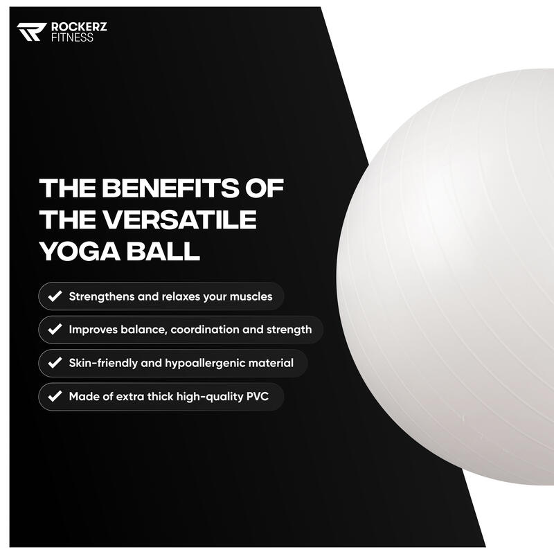 Fitnessbal - Yoga bal - Gymbal - Zitbal - 75 cm - Kleur: Parelmoer