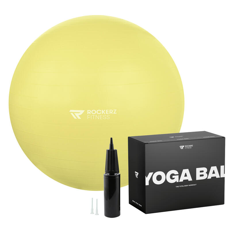 Ballon de fitness - Ballon de yoga - Ballon de gym - 65 cm - Jaune